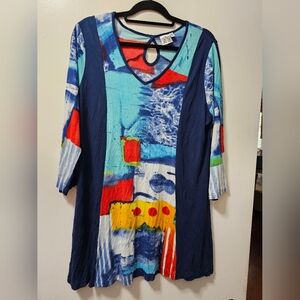 Parsley & Sage Tunic Top Dress. V-Neck, Keyhole Opening In The Back. Size L.